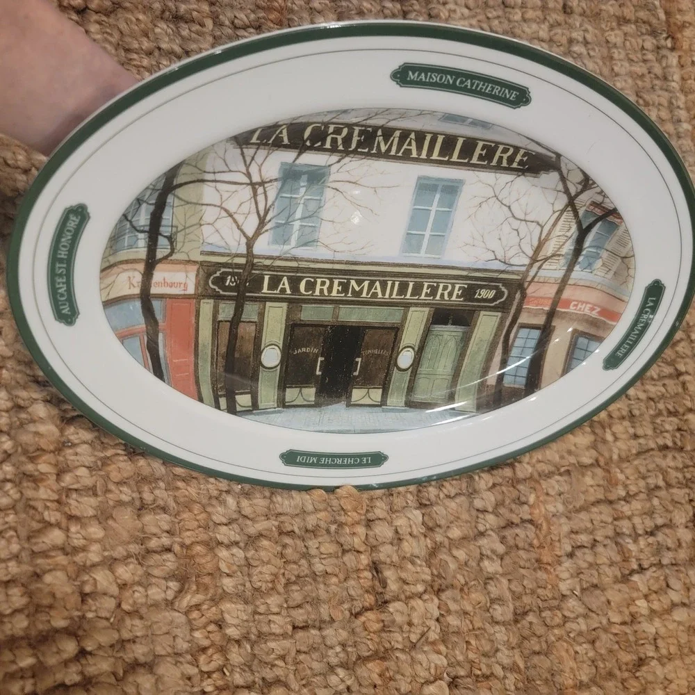 La Cremaillere Oval Platter Serving Dish Williams Sonoma Paris Cafe by A. Renoux